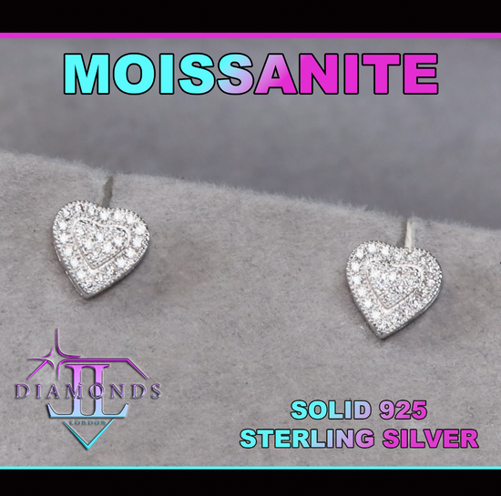 Moissanite Heart Ear Studs