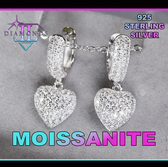 Moissanite Diamond Heart Earrings