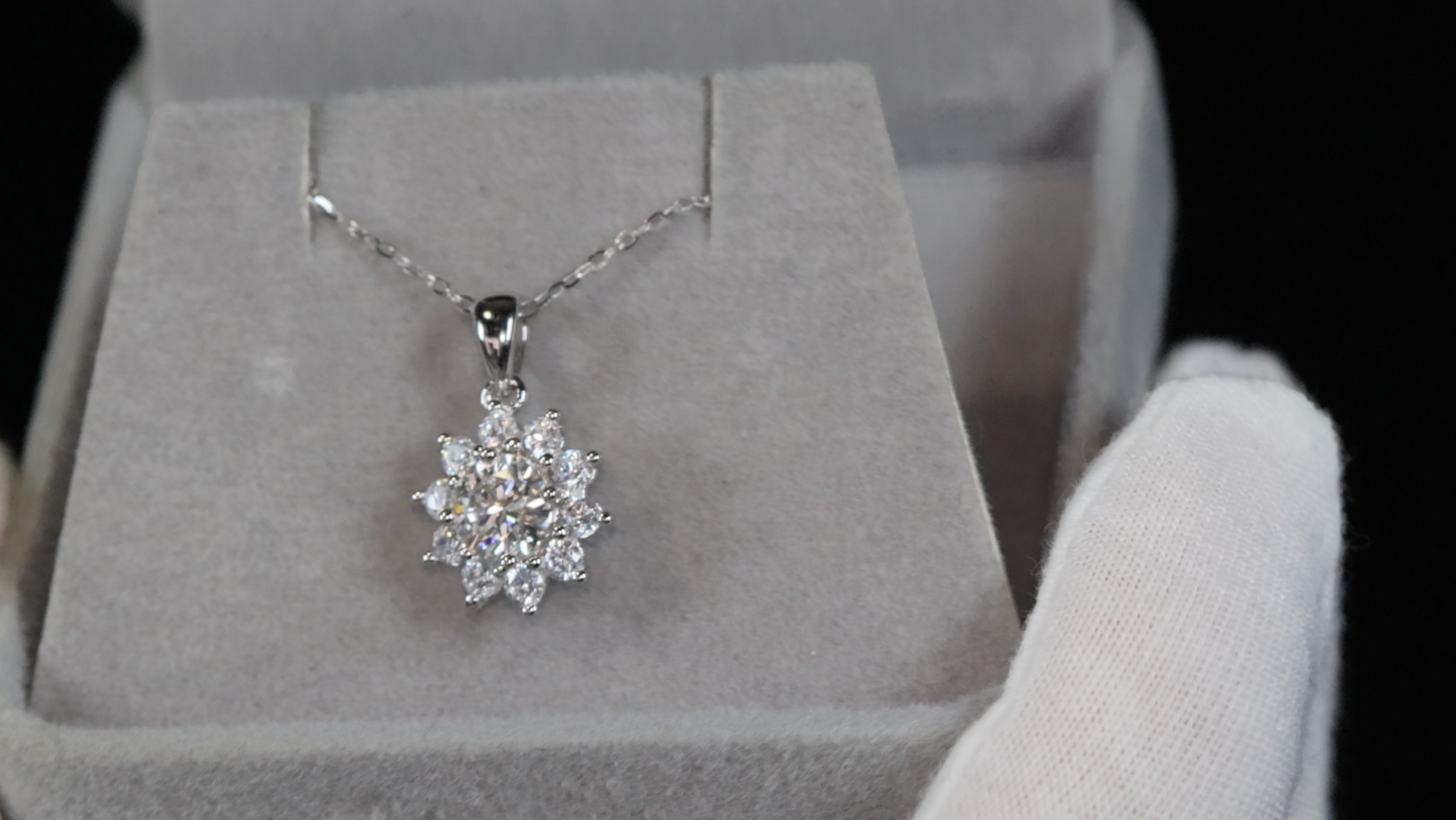 Moissanite Pendant | Diamond Snowflake Pendant | Moissanite Diamond Pendant