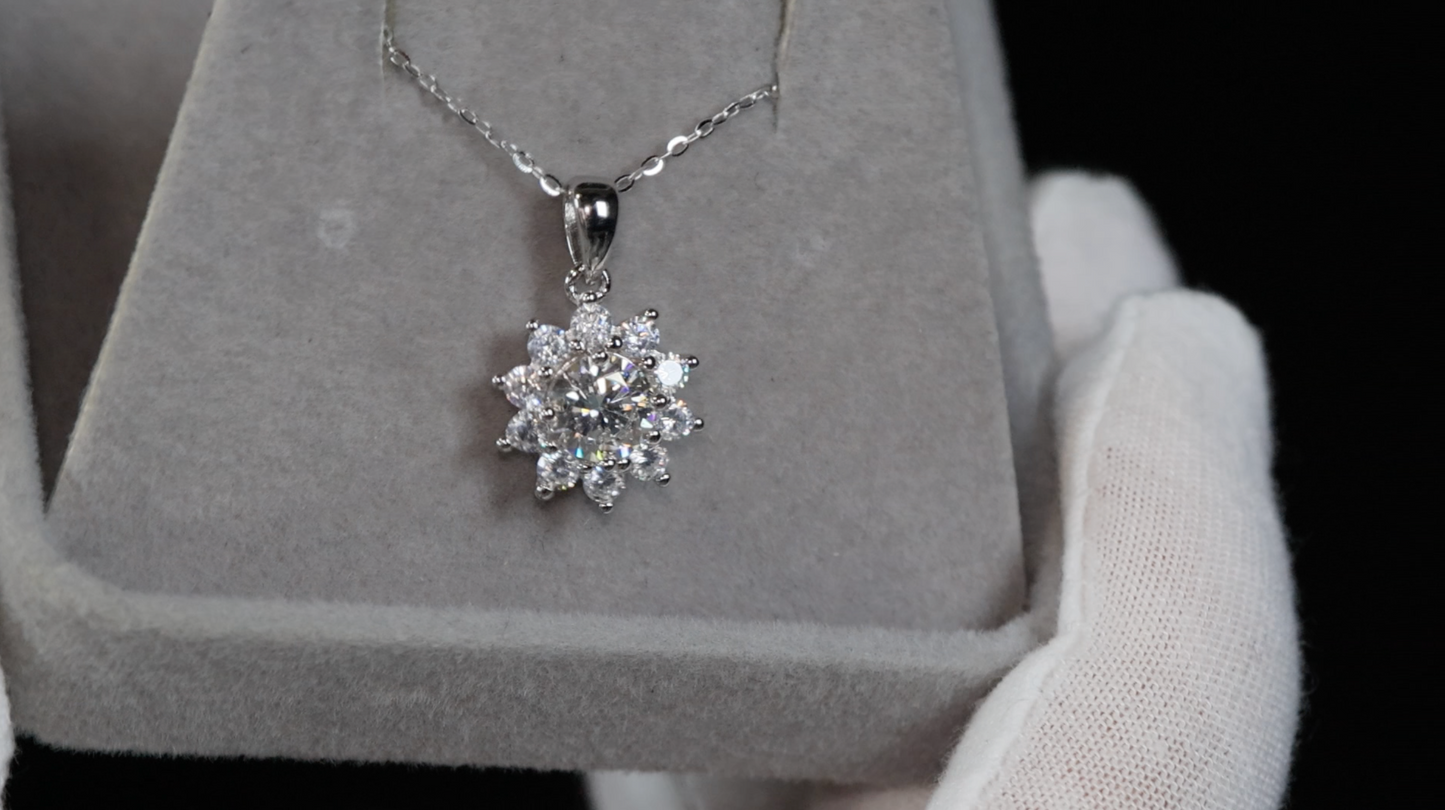 Moissanite Pendant | Diamond Snowflake Pendant | Moissanite Diamond Pendant