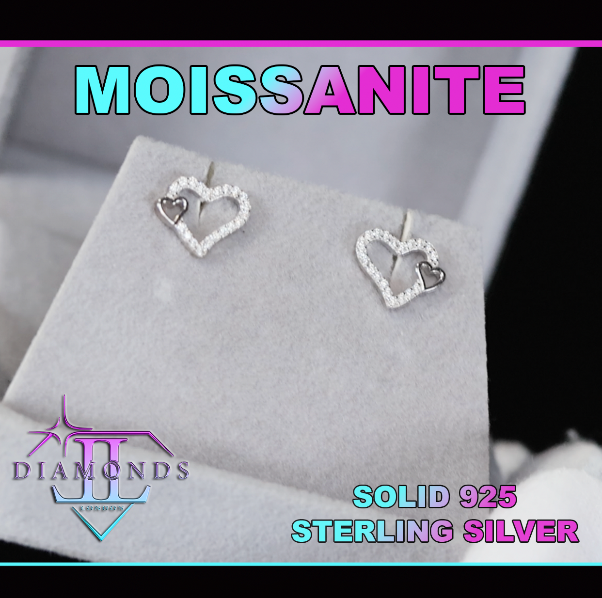 Moissanite Heart Diamond Ear Studs