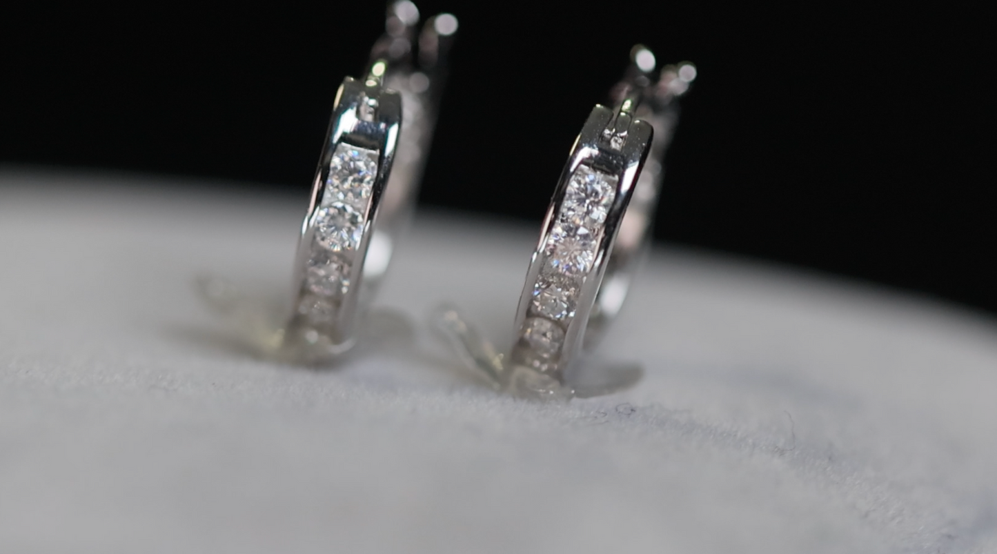 Moissanite Hoops | Moissanite Diamond Hoop Earrings | Moissanite Earrings