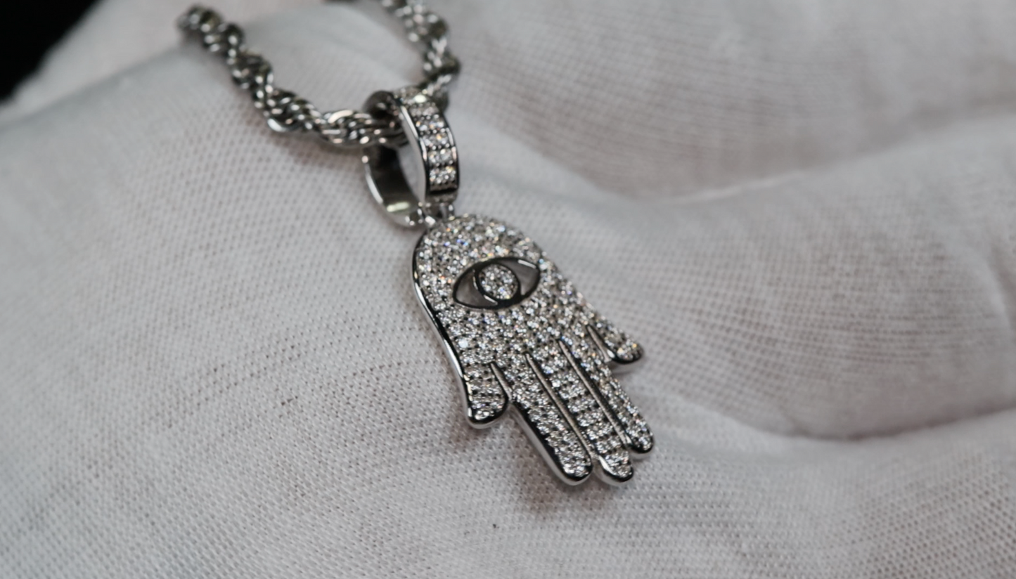 moissanite diamond hand pendant