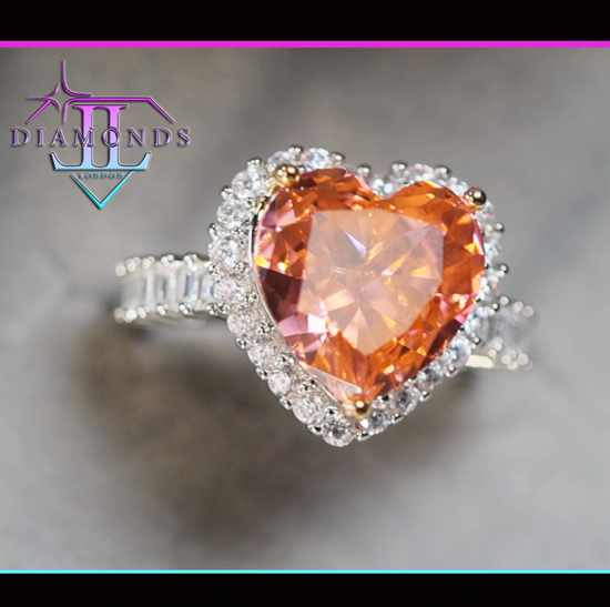 Peach Diamond Heart Ring