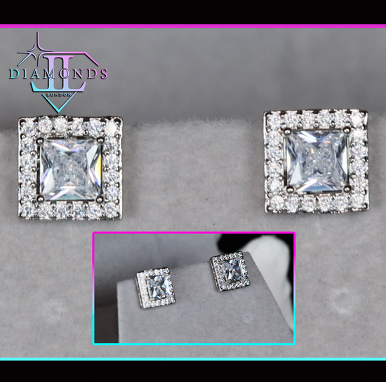 princess cut diamond ear studs