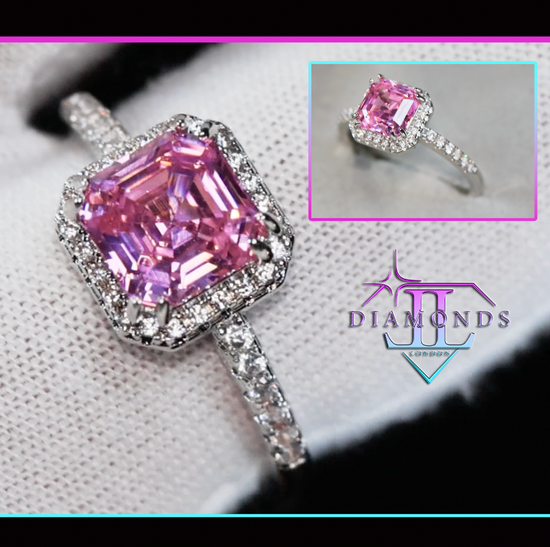 Pink Asscher Cut Diamond Ring