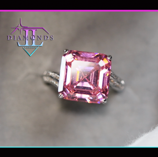 Pink Asscher Diamond Ring