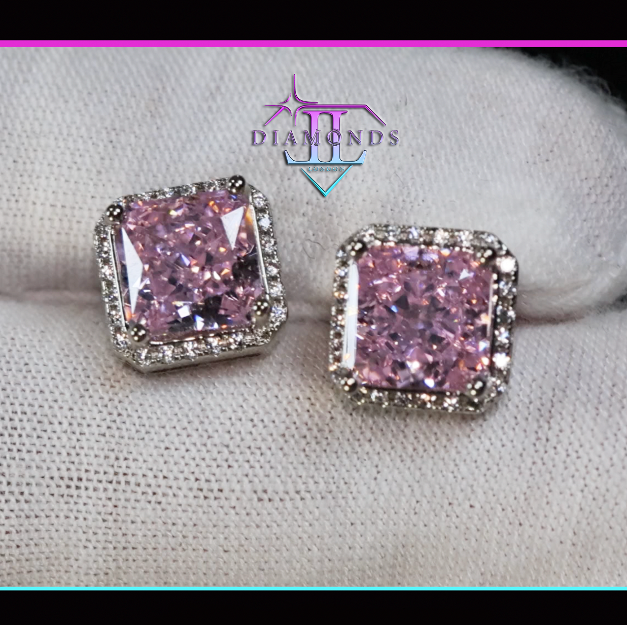 Pink Lab Diamond Ear Studs