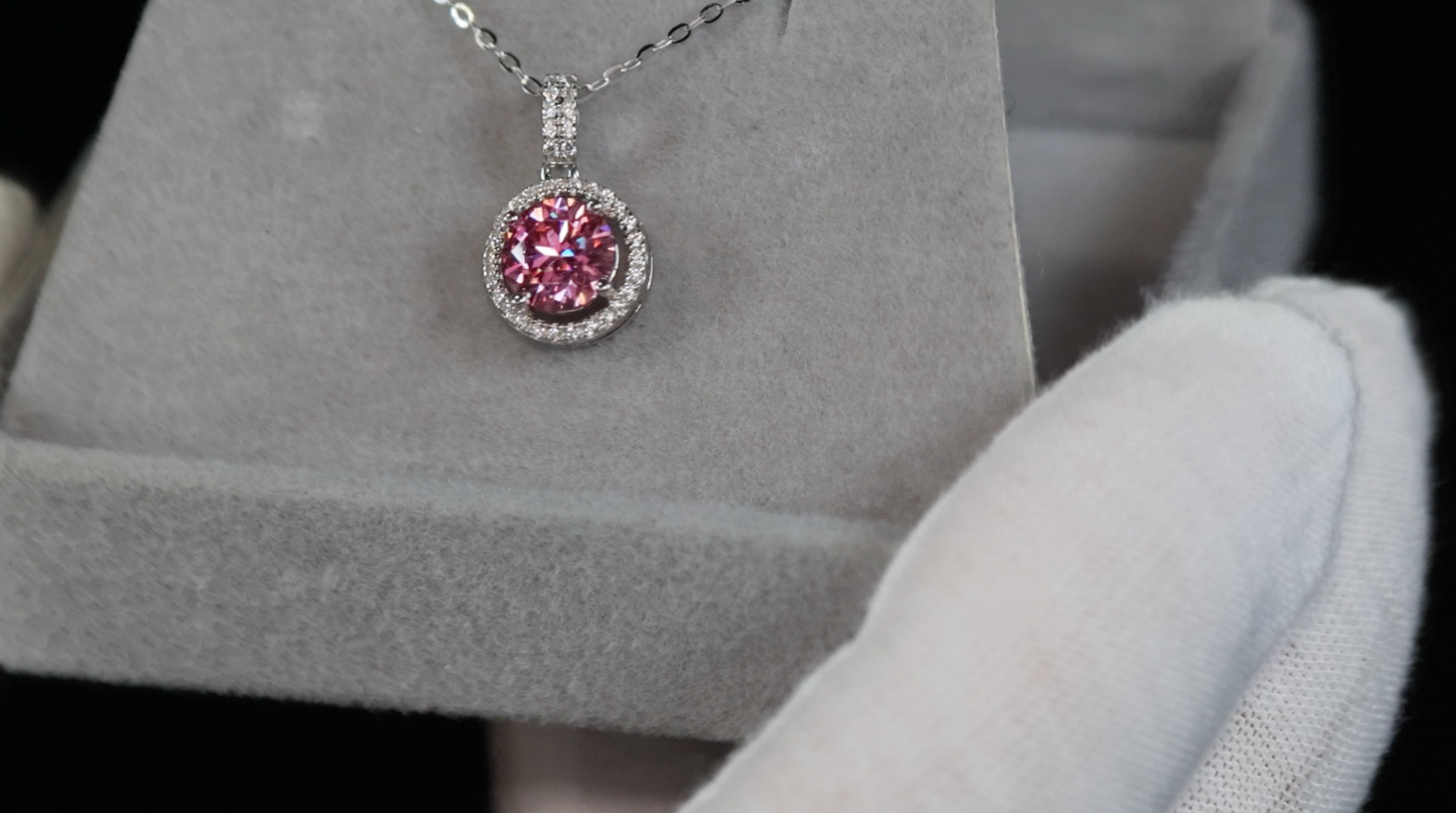 Pink Moissanite Diamond Pendant