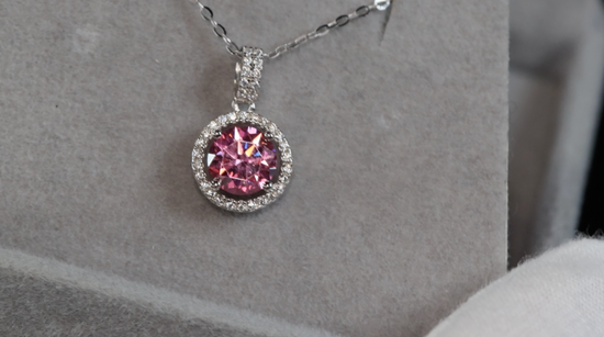 Pink Moissanite Diamond Pendant