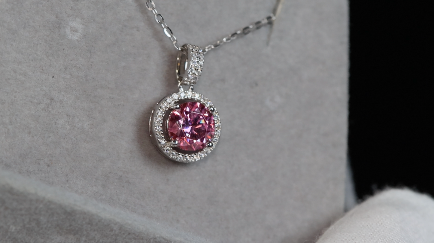 Pink Moissanite Diamond Pendant