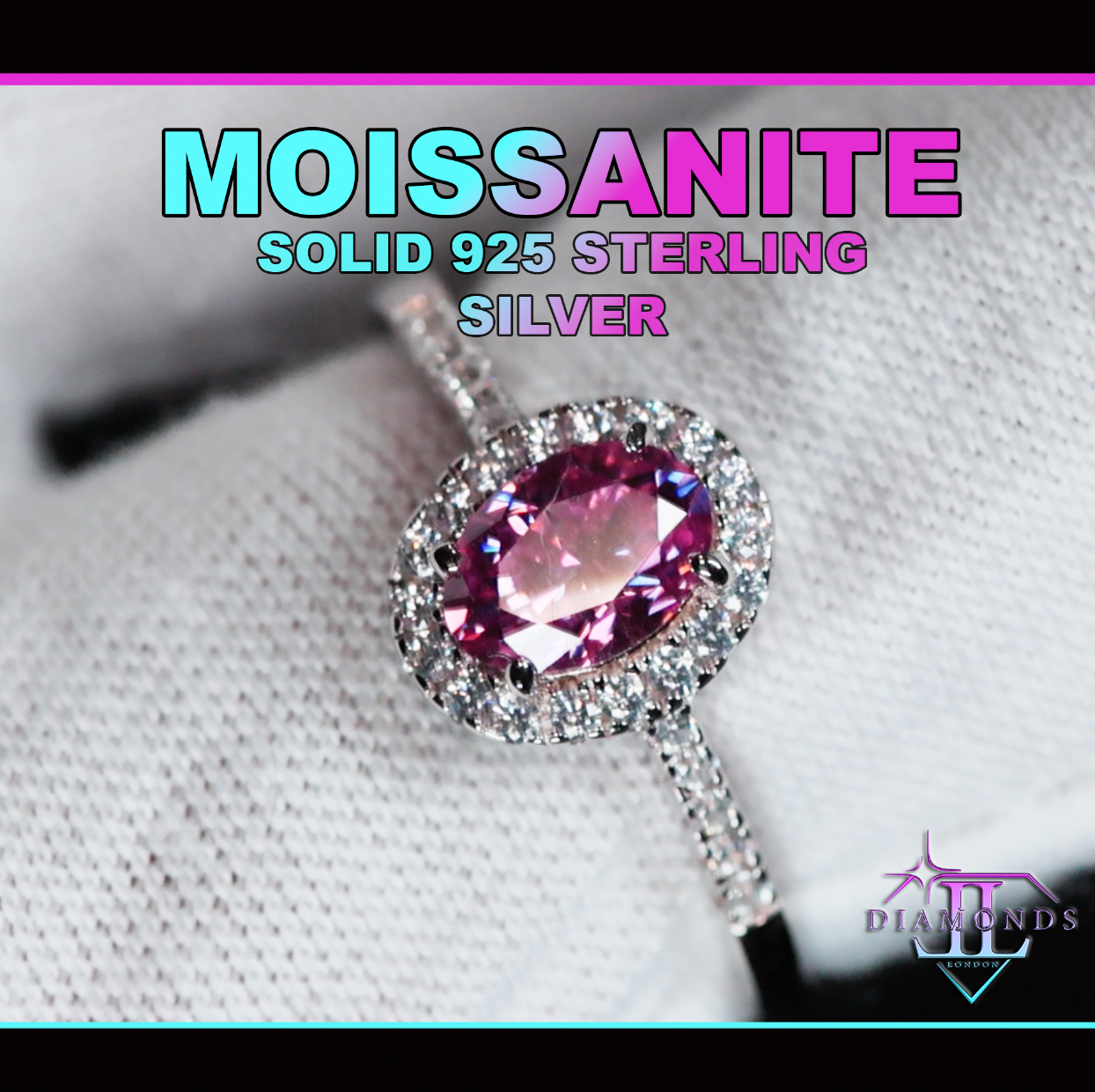 Womens Pink Moissanite Diamond Ring