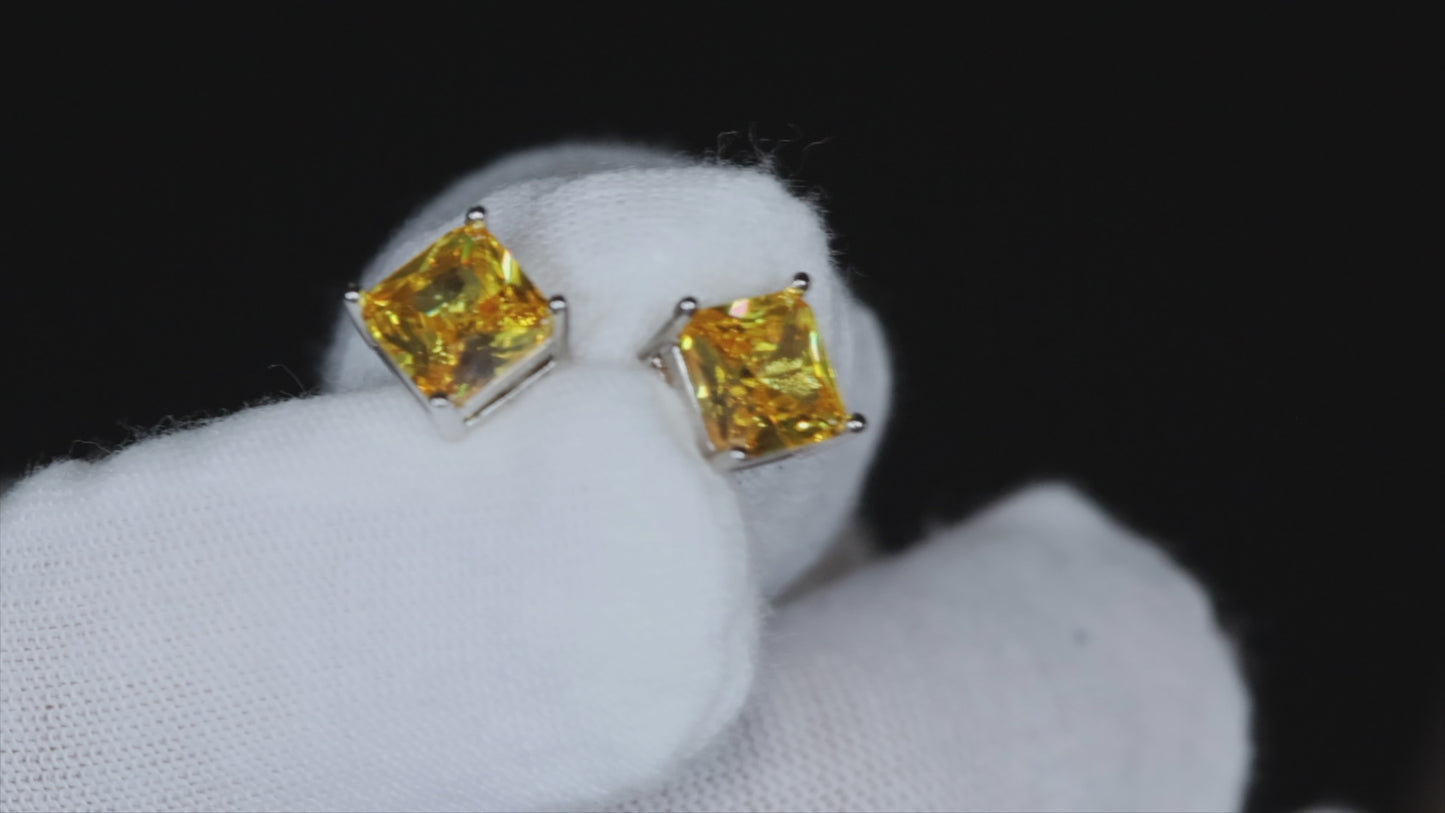 Load and play video in Gallery viewer, Yellow Diamond Ear Studs
