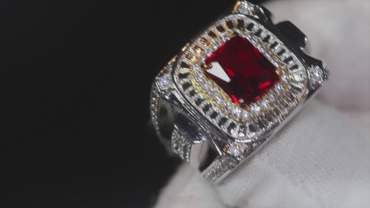 Load and play video in Gallery viewer, mens big red diamond ring
