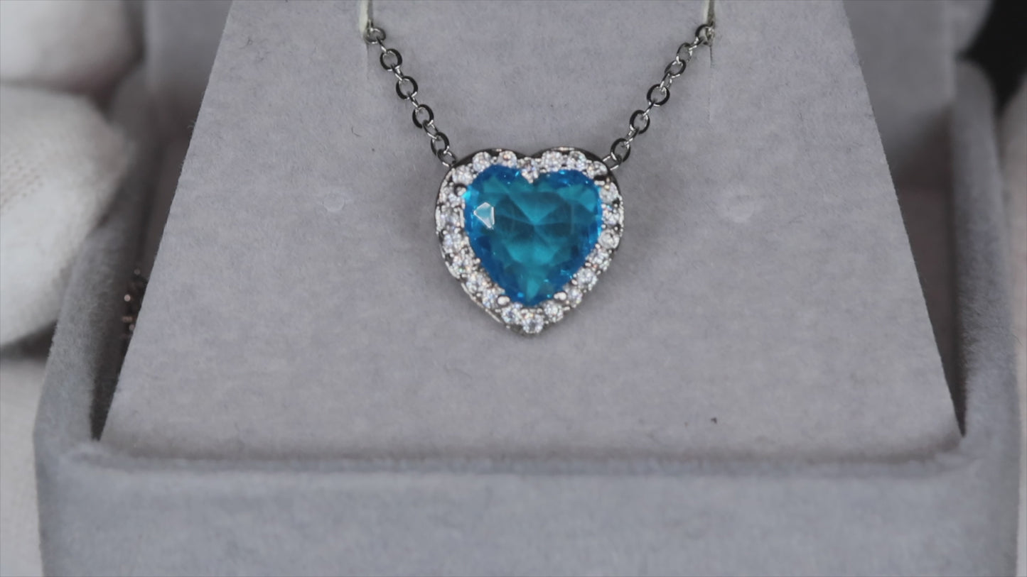 Load and play video in Gallery viewer, Blue Diamond Heart Pendant
