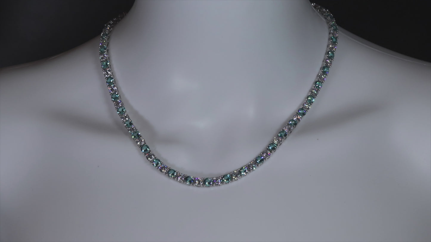 Green Diamond Tennis Necklace