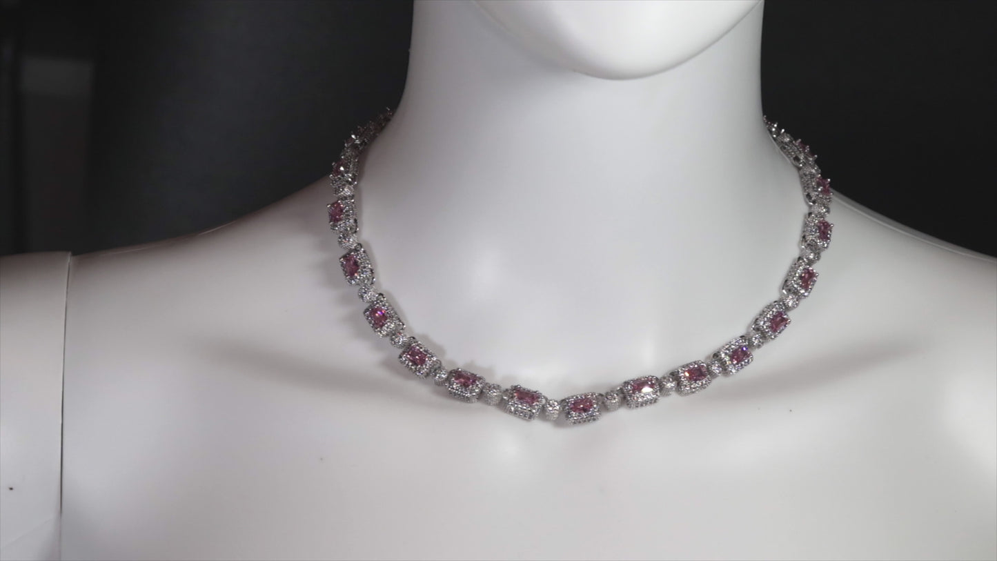 Load and play video in Gallery viewer, Pink Diamond Tennis Necklace
