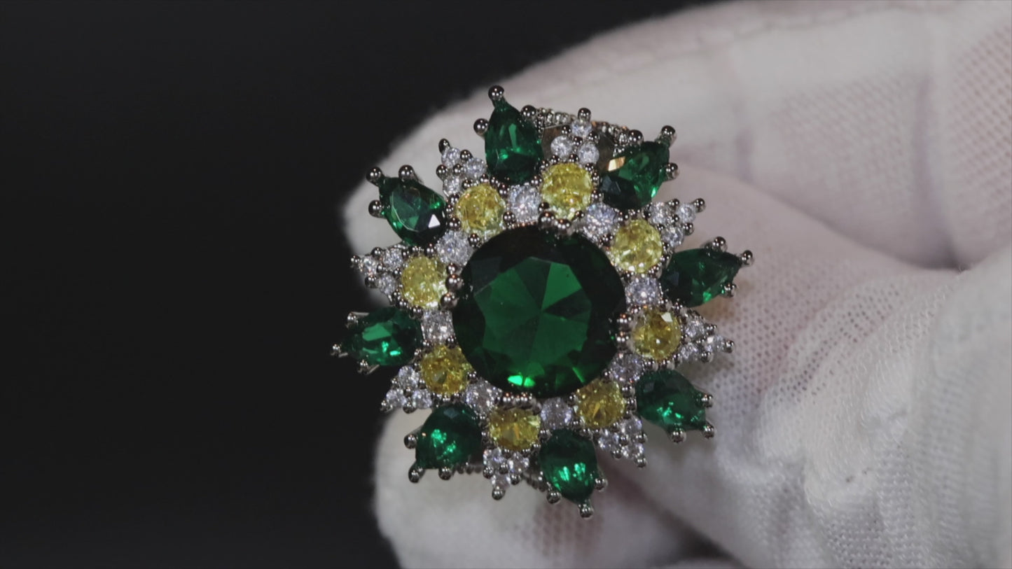 Womens Green Diamond Ring