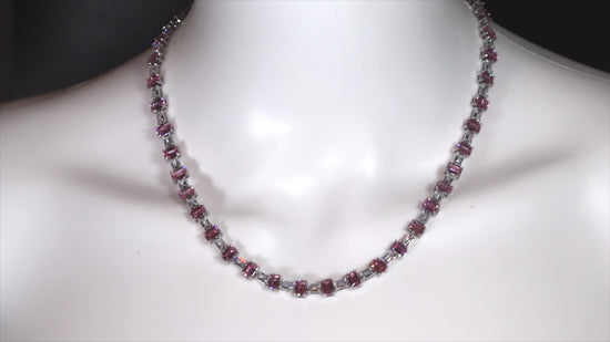 Load and play video in Gallery viewer, Womens | Pink Diamond Necklace | Pink Tennis Chain | Womens Necklace | Womens Tennis Chain | Womens Pink Emerald Necklace | Pink Emerald
