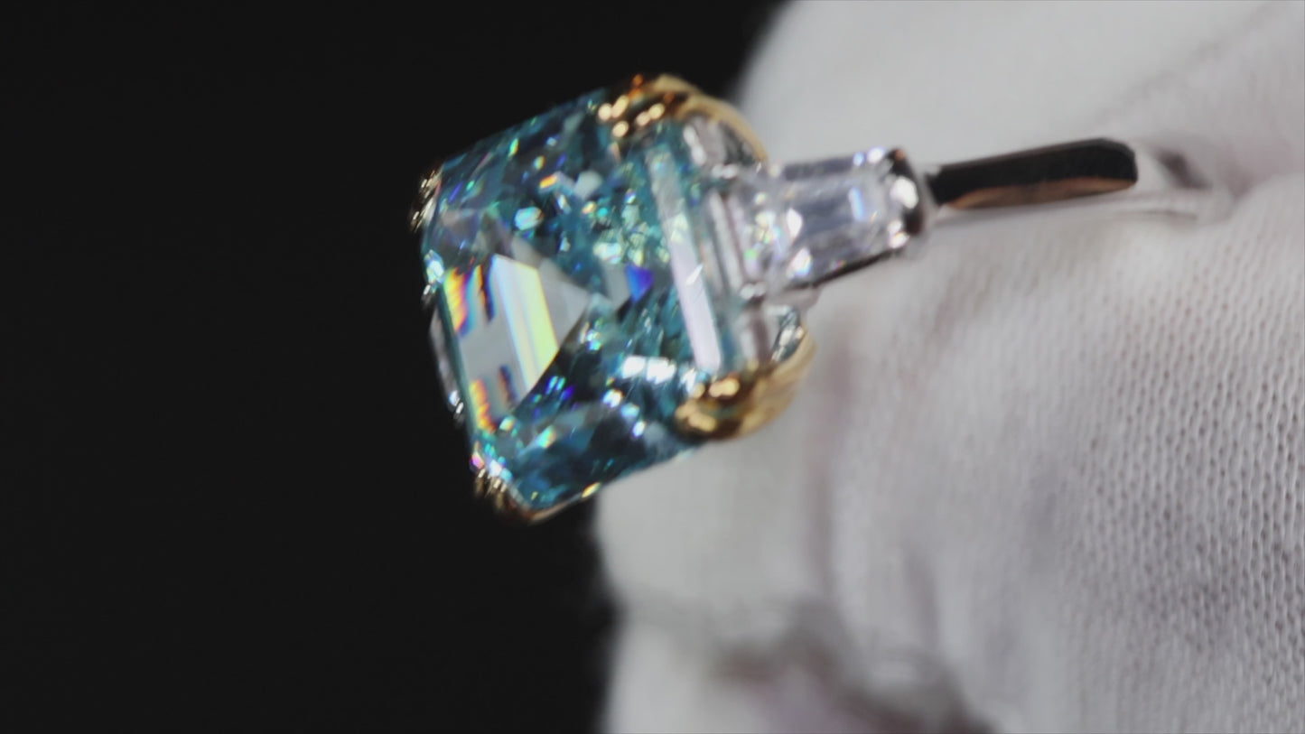 Load and play video in Gallery viewer, asscher blue diamond ring
