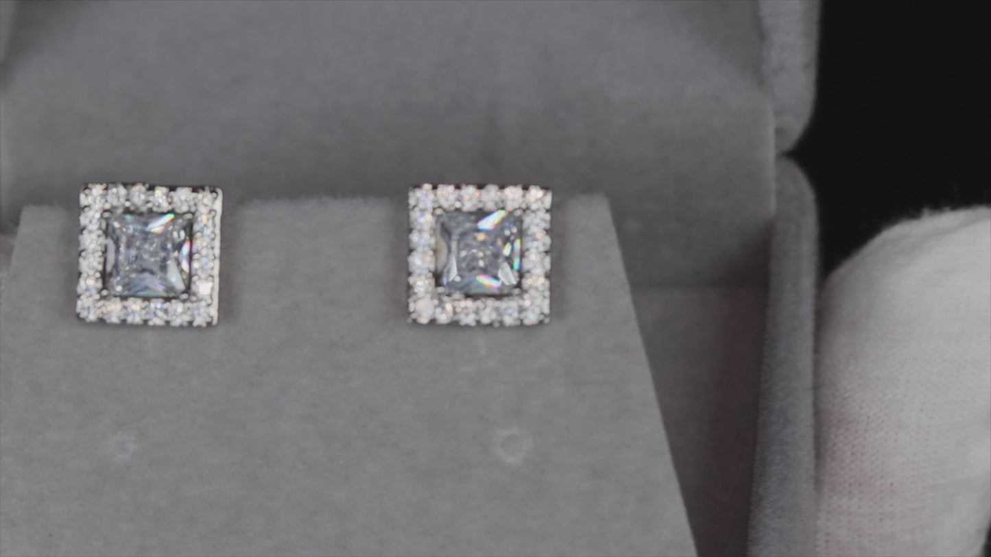 princess cut diamond ear studs