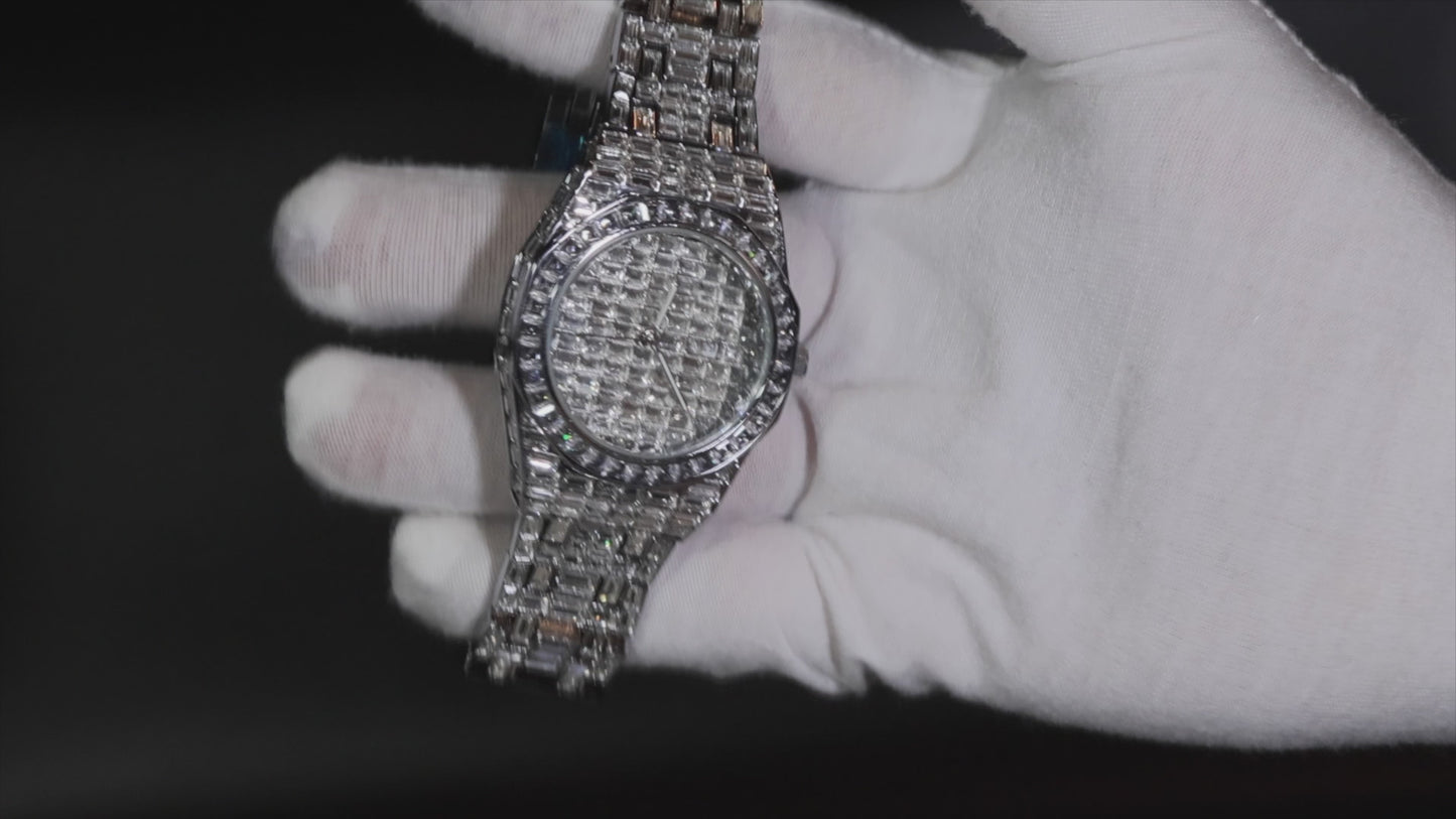 Load and play video in Gallery viewer, Iced Out Watch | Iced Watch | Mens Iced Out Watch | Hip Hop Watch
