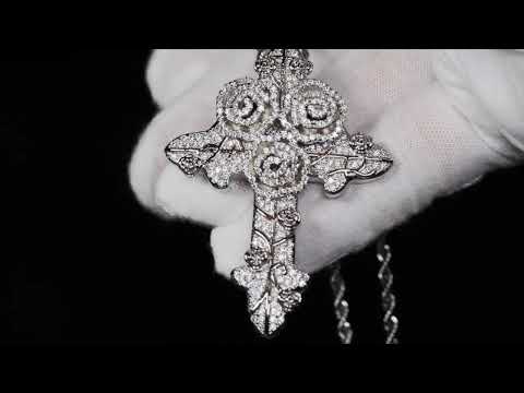 Load and play video in Gallery viewer, flower diamond cross pendant
