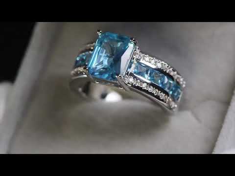 Blue Princess Cut Diamond Ring