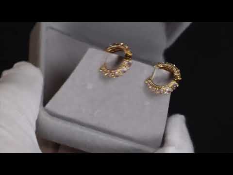 Load and play video in Gallery viewer, Gold Diamond Hoop Earrings
