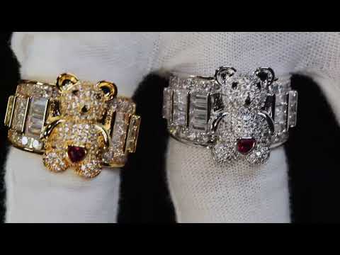 Load and play video in Gallery viewer, Diamond Teddy Bear Ring
