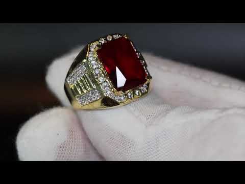 Load and play video in Gallery viewer, mens red diamond ring
