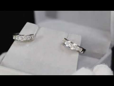 Load and play video in Gallery viewer, Princess Cut Diamond Hoop Earrings
