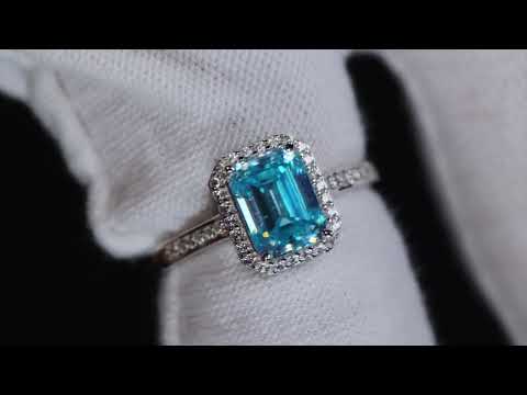 Blue Moissanite Diamond Ring