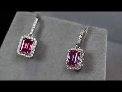 Load and play video in Gallery viewer, Pink Moissanite Diamond Earrings
