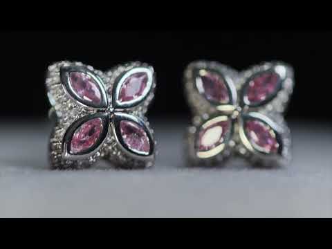 Pink Diamond Clover Ear Studs