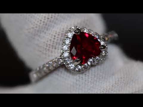 womens red diamond heart ring