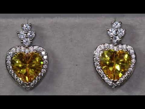 womens yellow heart diamond ear studs