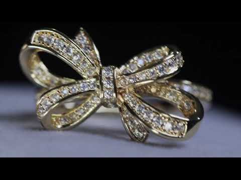 Gold Diamond Ribbon Ring | Diamond Ribbon Ring | Diamond Bow Ring