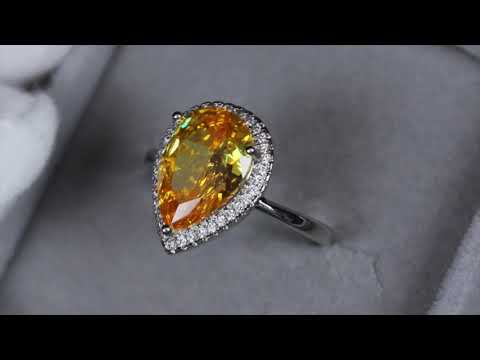 Load and play video in Gallery viewer, Yellow Pear Cut Diamond Ring
