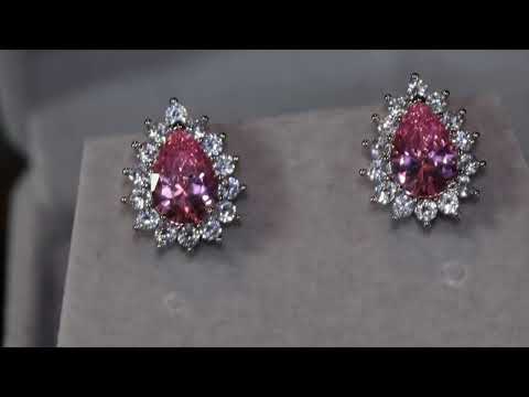 pink diamond pear ear studs