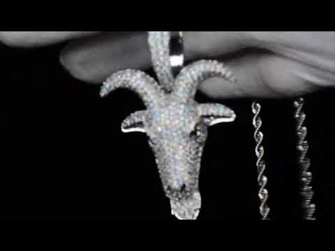 Load and play video in Gallery viewer, iced out goat pendant
