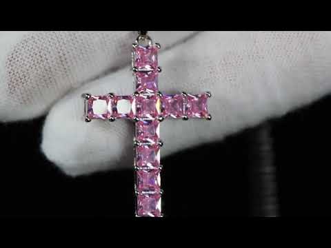 Load and play video in Gallery viewer, Pink Diamond Cross Pendant
