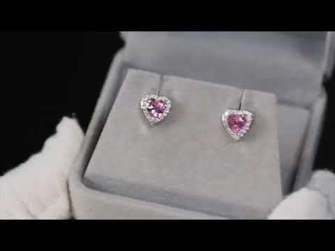 Load and play video in Gallery viewer, Pink Diamond Ear Studs | Pink Diamond Earrings | Pink Heart Ear Studs
