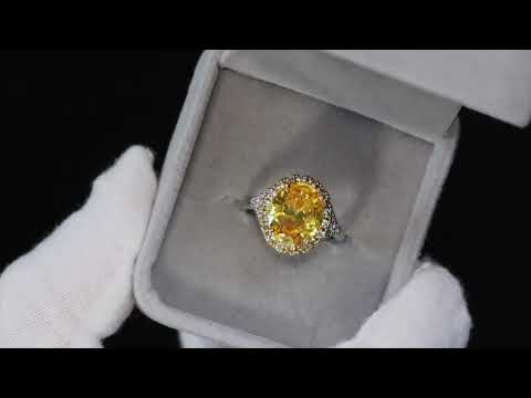 Load and play video in Gallery viewer, Yellow Diamond Ring | Yellow Oval Diamond Ring
