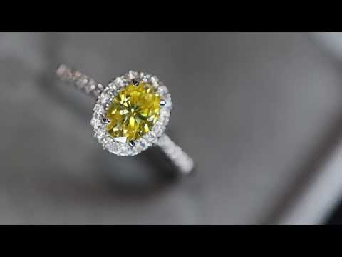 Load and play video in Gallery viewer, Womens Yellow Moissanite Diamond Ring
