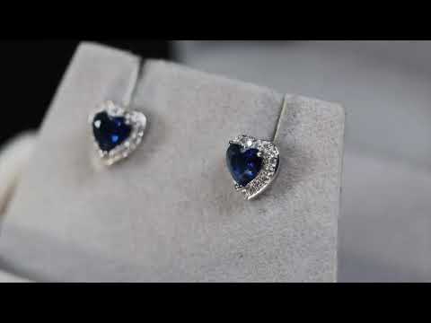 Blue Diamond Heart Ear Studs