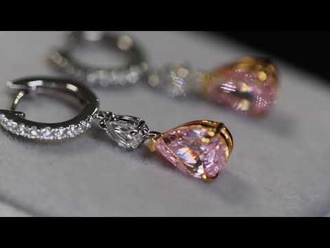 Load and play video in Gallery viewer, Pear Lab Diamond Earrings
