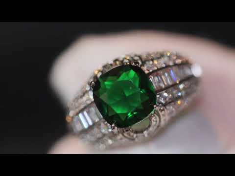 Mens green diamond ring,