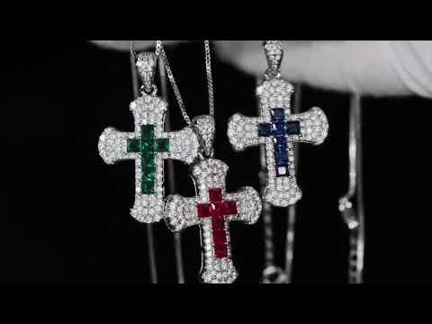 Load and play video in Gallery viewer, Baguette cross necklace
