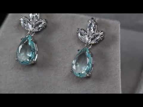 Load and play video in Gallery viewer, Blue Pear Cut Diamond Earrings
